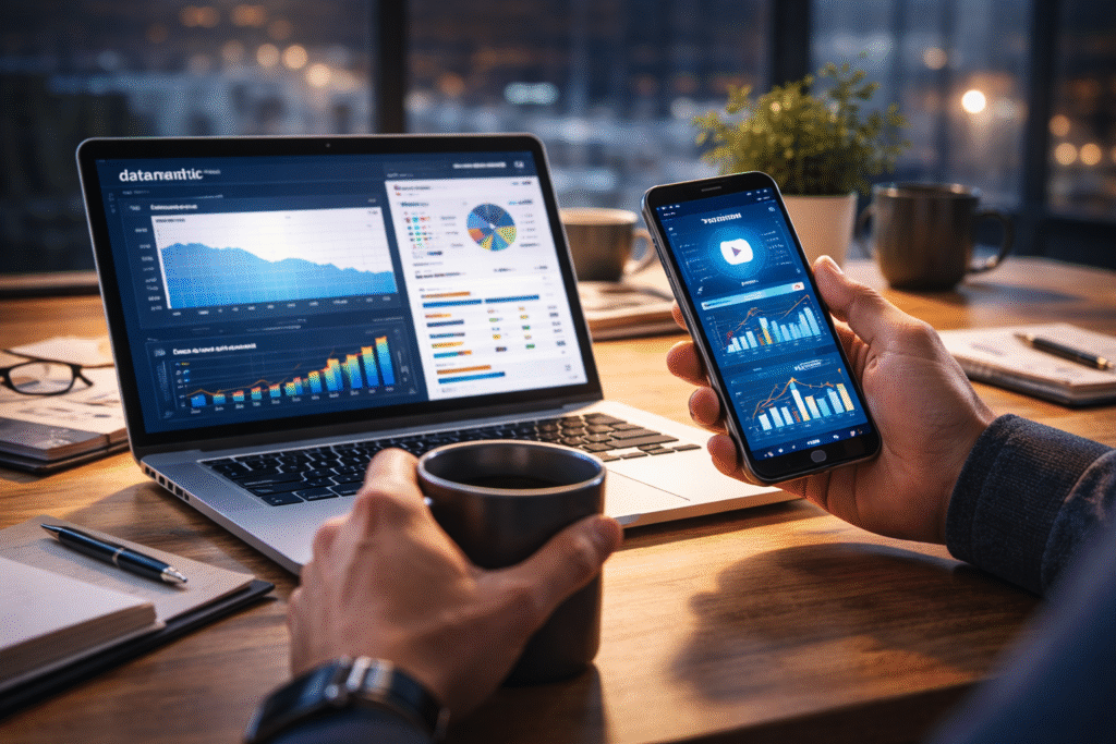 digital marketer analyzing video watch time and audience retention analytics